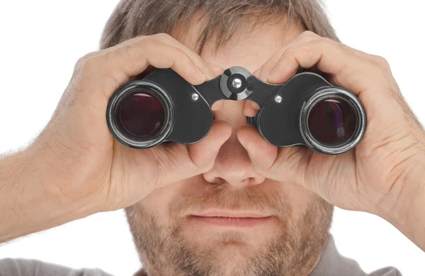 Man with binoculars — Stock Photo, Image