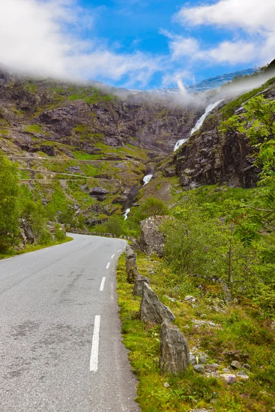 Stigfossen waterfall and Troll 's Path - Norway — стоковое фото