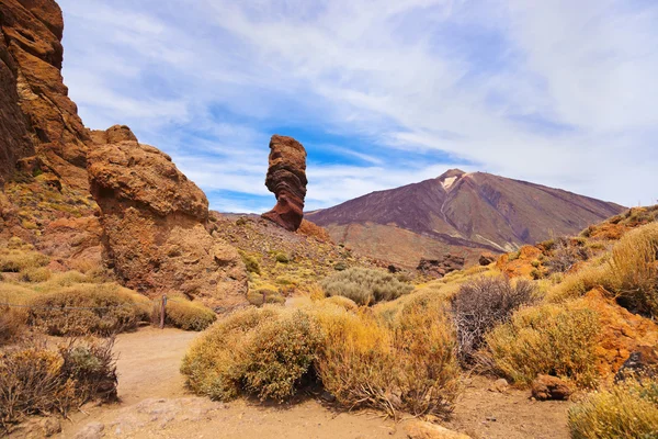 Finger Gottes Felsen am Vulkan Teide auf der Insel Teneriffa - Kanarienvogel — Stockfoto