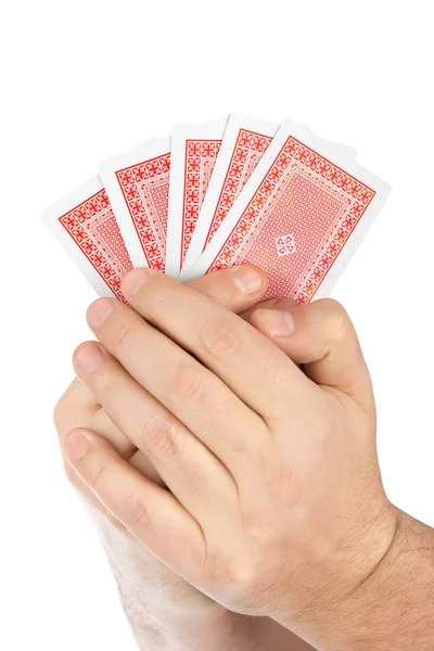 Handen met speelkaarten — Stockfoto
