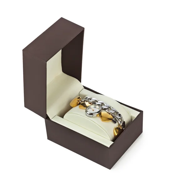 Nő luxuskarórák doboz — Stock Fotó