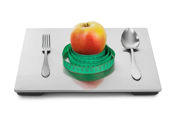 Weight scale and fruits — Stock Photo, Image