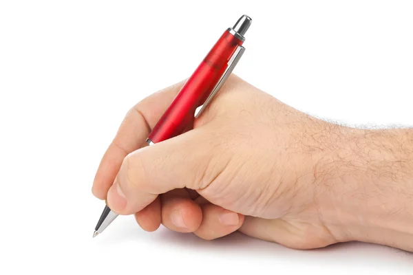 Pen in de hand — Stockfoto