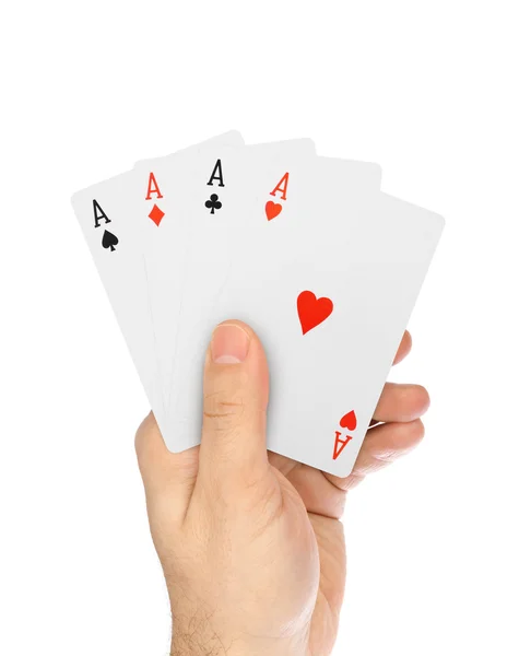 Hand med spelkort — Stockfoto