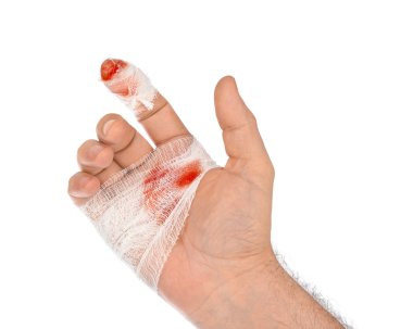 Hand with blood and bandage clipart