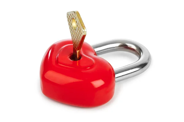 Hjärtformad lås och nyckel — Stockfoto