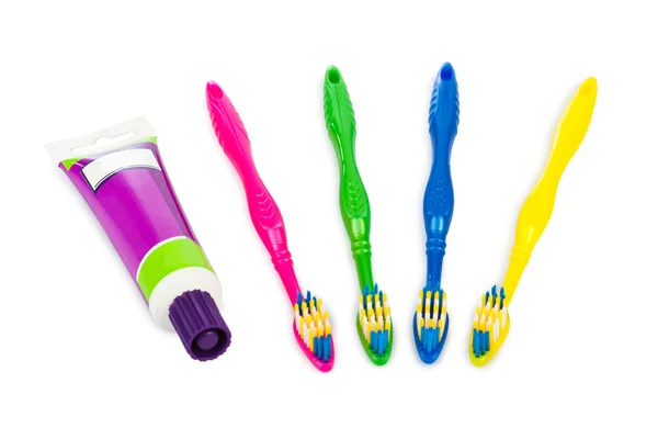 Toothbrushes and paste tube — Stock Photo, Image