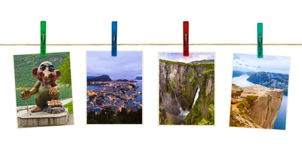 Noruega viagens de fotografia em clothespins — Fotografia de Stock