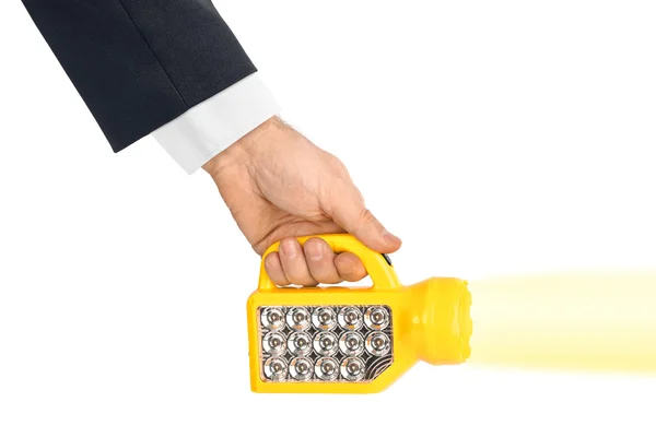 Flashlight in hand — Stock Photo, Image