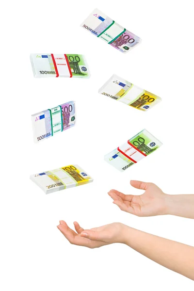 Jongleren handen en geld — Stockfoto