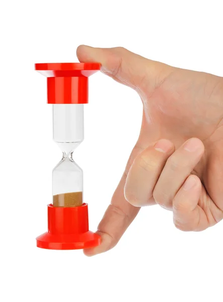 Hand with hourglass — Stock Photo, Image