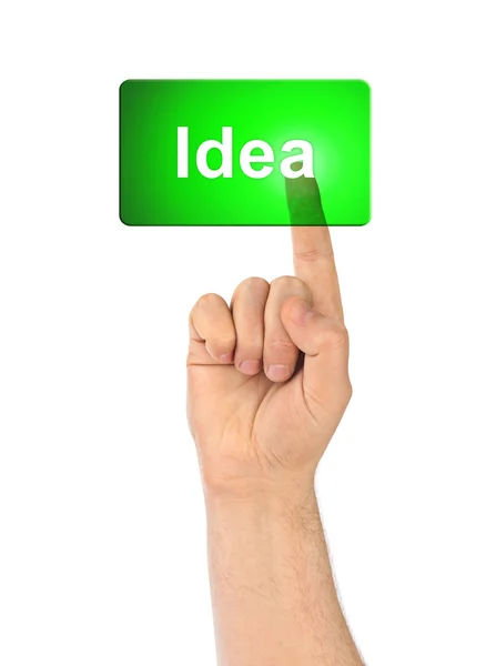 Кнопка и рука IDEA — стоковое фото