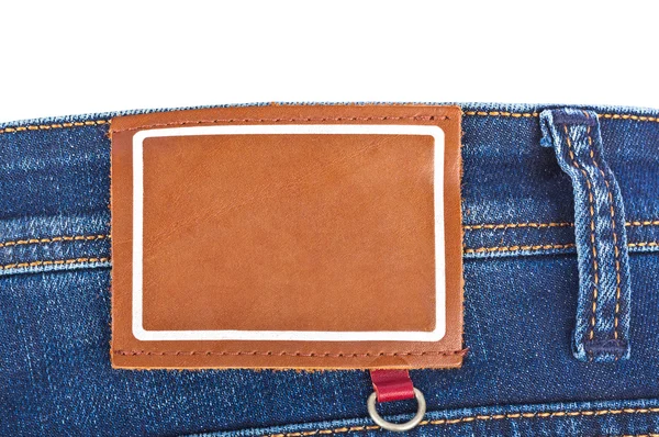 Blank label on jeans — Stock Photo, Image