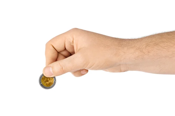 Hand med mynt — Stockfoto