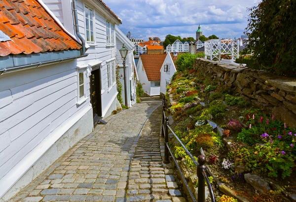 Straße im alten Zentrum von stavanger - Norwegen — Stockfoto