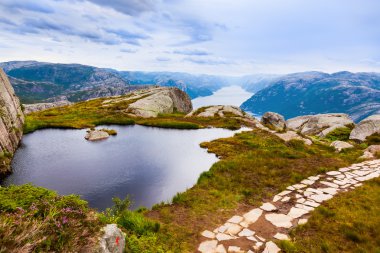 Mountains near the Preachers Pulpit Rock in fjord Lysefjord - No clipart