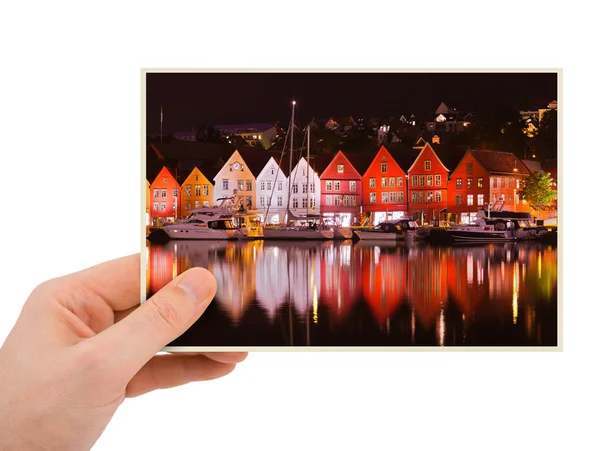 Norway travel photography in hand (Bergen) — Stockfoto