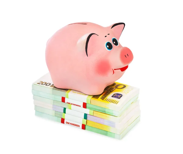 Piggy bank and money — Stock Photo, Image