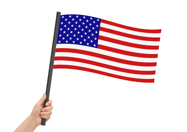 Amerikaanse vlag in de hand — Stockfoto