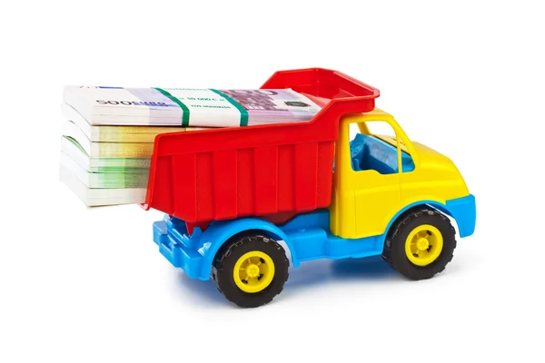 Toy truck with money — Stock Photo, Image