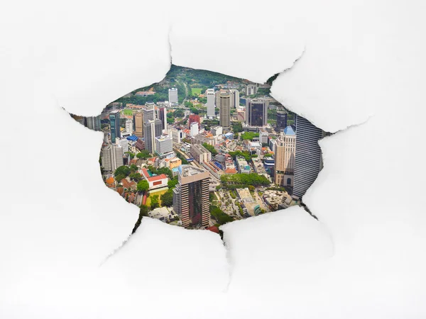 Paper hole and town (Kuala Lumpur Malaysia) — Stock Photo, Image