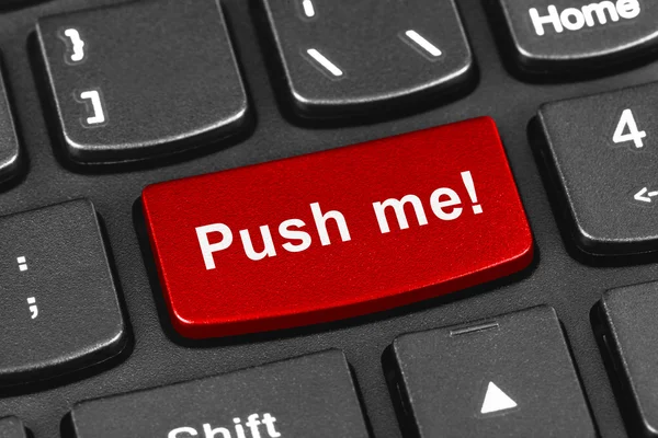 Clavier ordinateur portable avec touche Push me — Photo