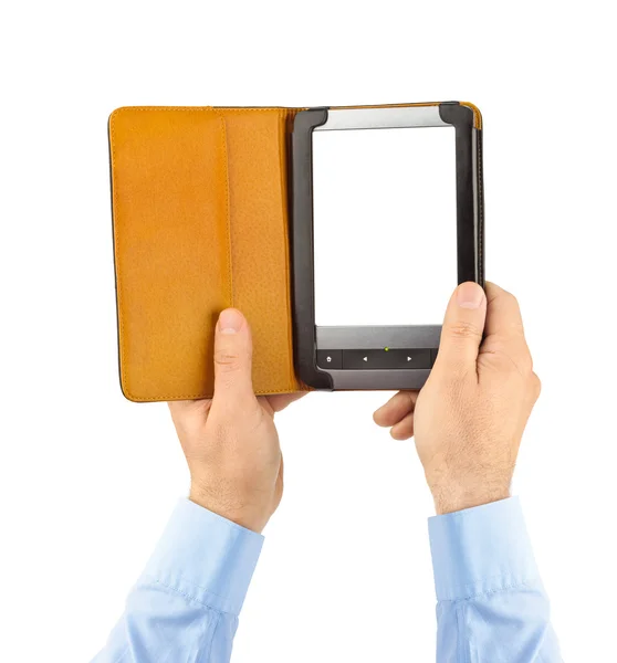 Hands with E-book reader — Stock Photo, Image
