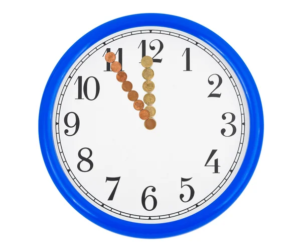 Clock made of money coins — Stock Photo, Image