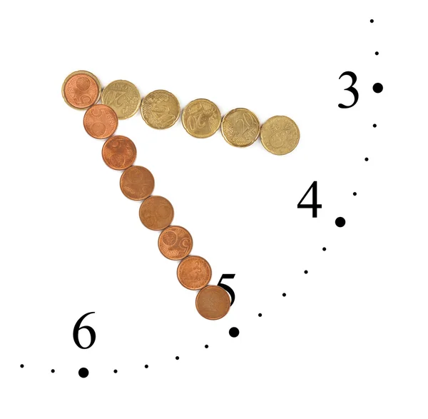 Óra, amelyek pénz érmék — Stock Fotó