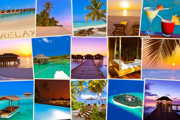 Stapel von Strandaufnahmen auf den Malediven (meine Fotos) — Stockfoto