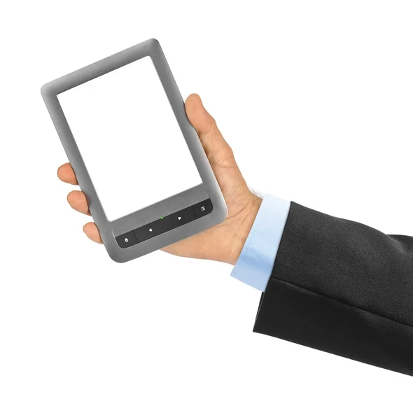 Hand with E-book reader — Stock Photo, Image