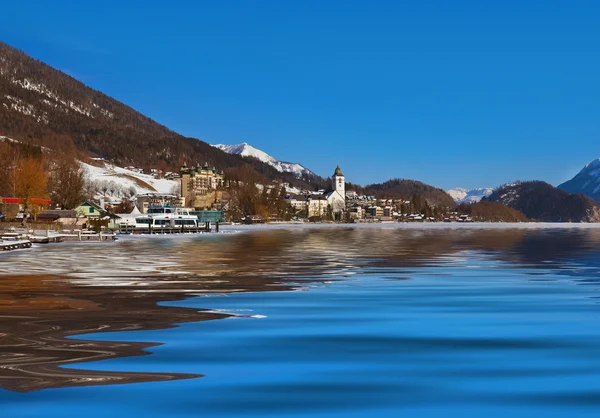 Köy st wolfgang Gölü teraslı - Avusturya tarihinde — Stok fotoğraf