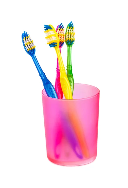 Toothbrushes in glass — Stock Photo, Image