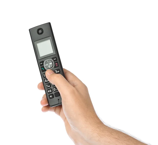 Hand met draadloze radio telefoon — Stockfoto