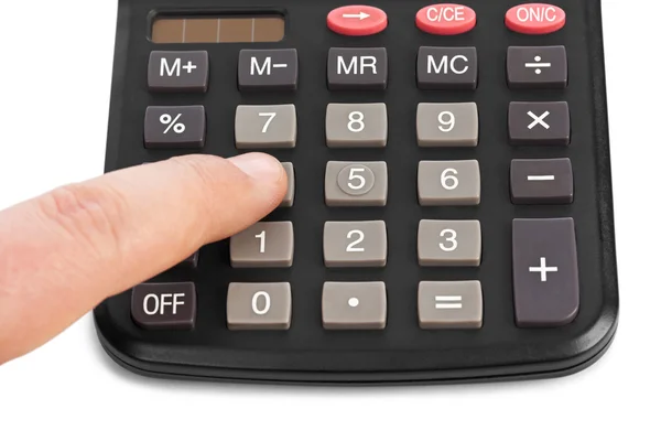 Бизнес калькулятор и рука — стоковое фото