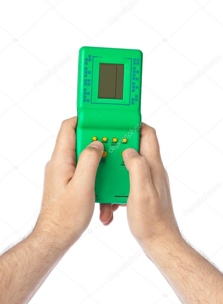 Hands with electronic tetris game