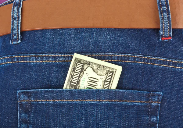 Money in jeans pocket — Stock Photo, Image