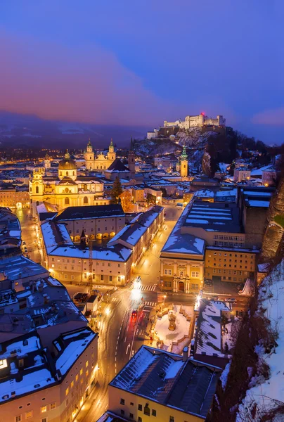 Salzburg Rakousko v noci — Stock fotografie