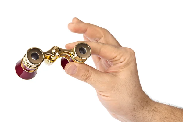 Hand with binoculars — Stock Photo, Image