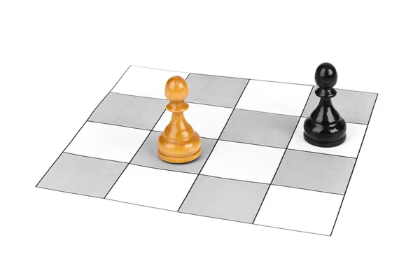 Pions d'échecs isolés sur blanc — Photo