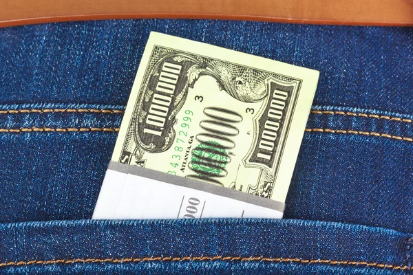 Money in jeans pocket — Stock Photo, Image