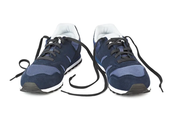 Μπλε πάνινα παπούτσια που απομονώνονται σε λευκό — Φωτογραφία Αρχείου