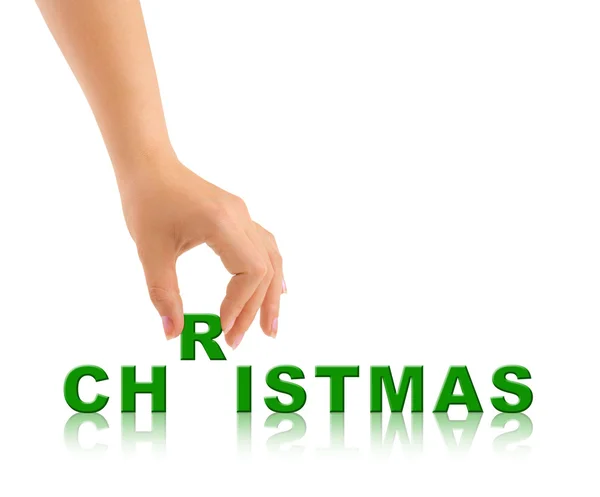 Hand and word Christmas — Stock Photo, Image