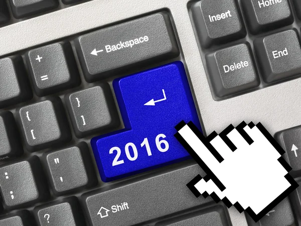 Teclado do computador com chave 2016 — Fotografia de Stock