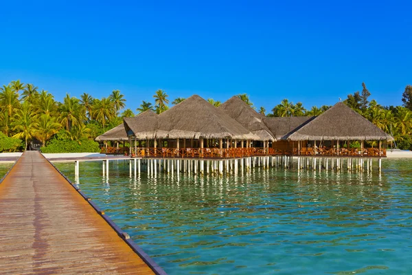 Cafe on tropical Maldives island — Stock Photo, Image