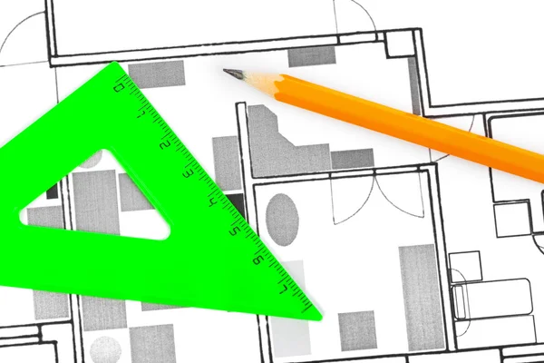 Appartement plan geïsoleerd op wit — Stockfoto