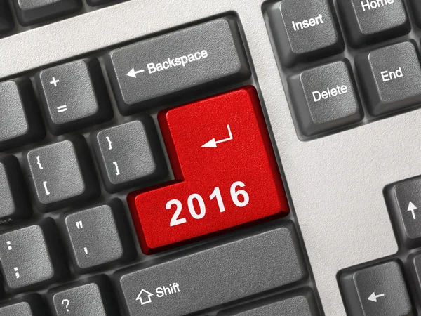 Teclado do computador com chave 2016 — Fotografia de Stock