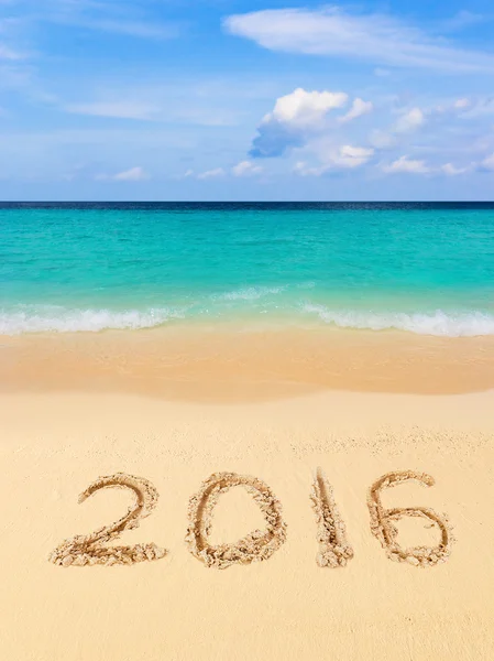 Numbers 2016 on beach — Stock Photo, Image