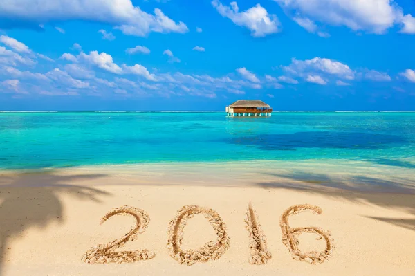 Numbers 2016 on beach — Stock Photo, Image