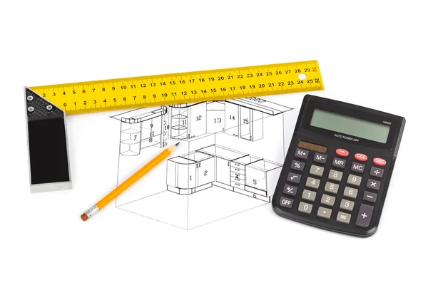 Appartement plan geïsoleerd op wit — Stockfoto